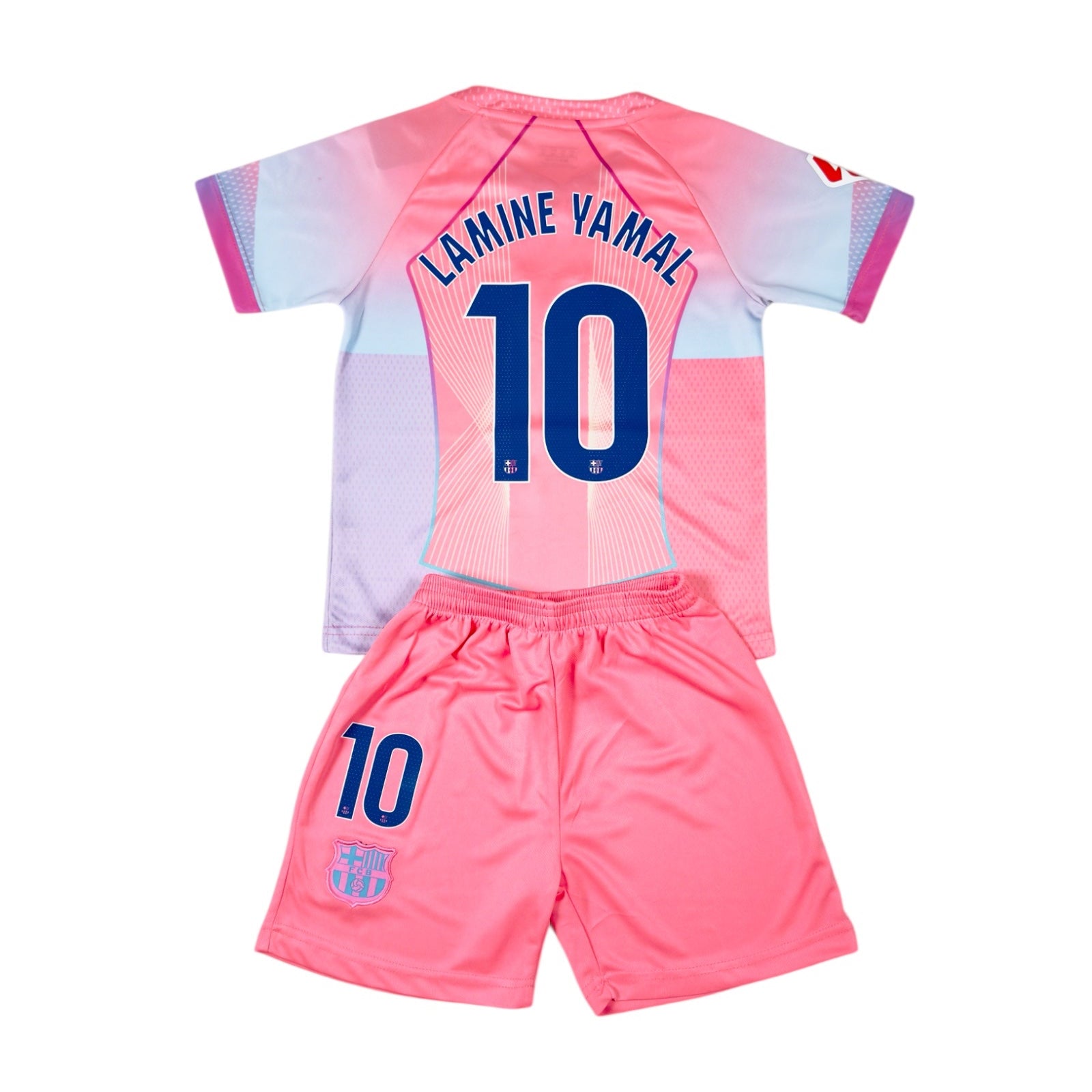 Lamine Yamal #10 Pink Youth soccer set