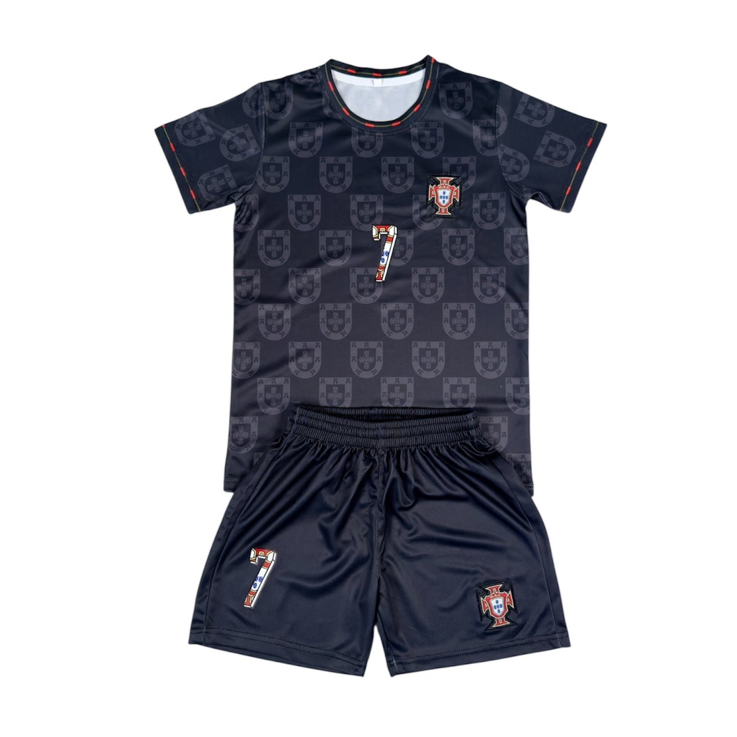 Portugal #7 Youth soccer Jersey set - Black
