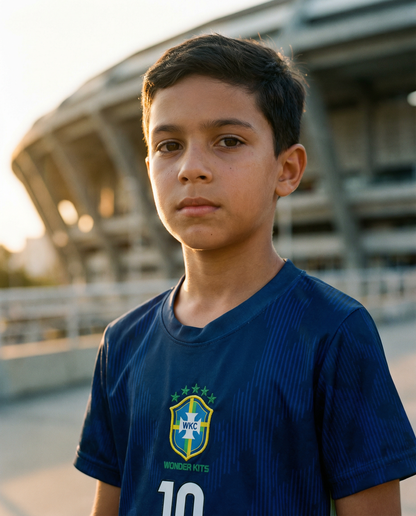 Brazil #10 Youth soccer Jersey set - Midnight Blue