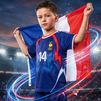 Retro France #14 Youth soccer Jersey set