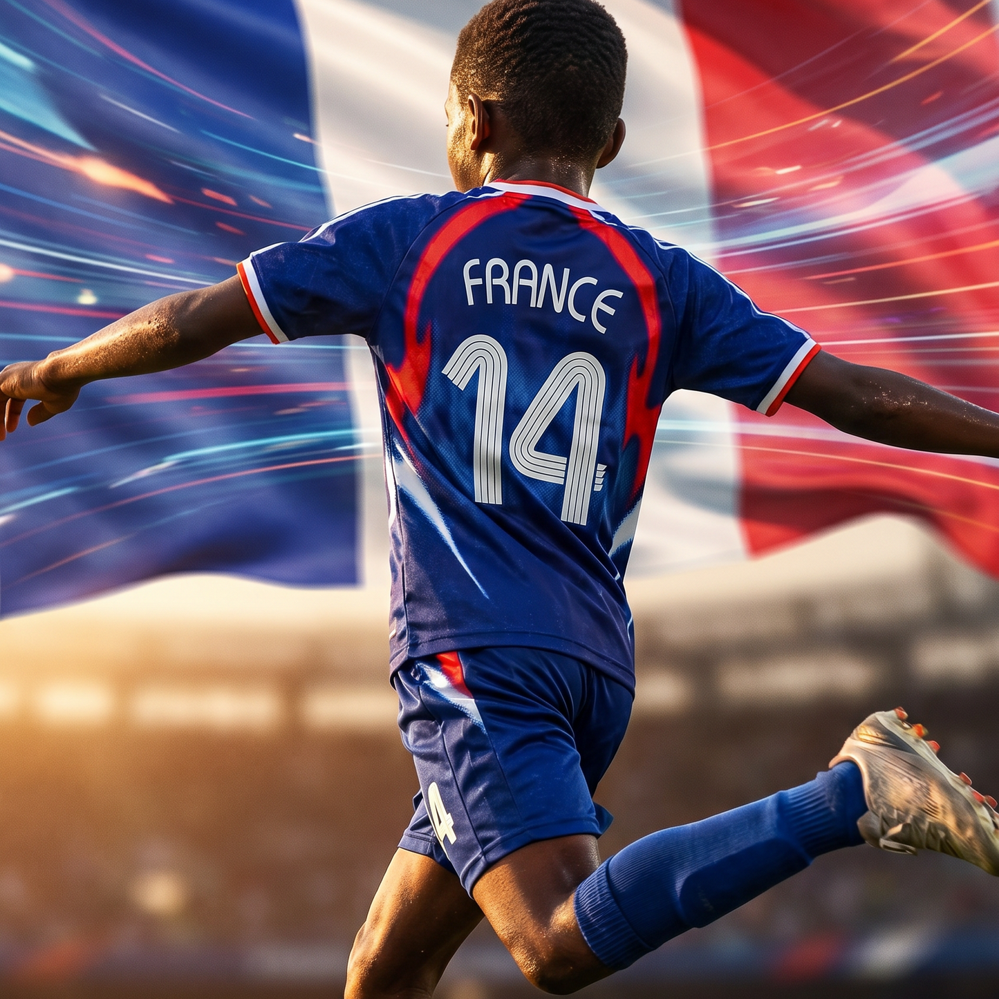 Retro France #14 Youth soccer Jersey set