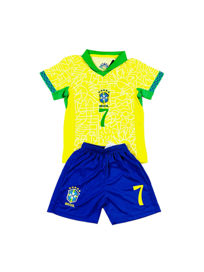 Vini Jr #7 Brazil Home Youth soccer set 2024/25