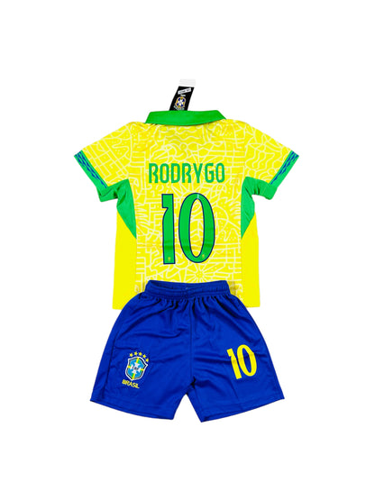 Rodrigo #10 Brazil Home Youth soccer set 2024/25