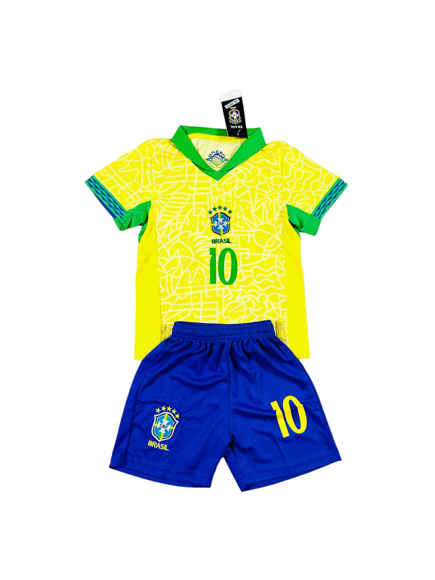 Rodrigo #10 Brazil Home Youth soccer set 2024/25