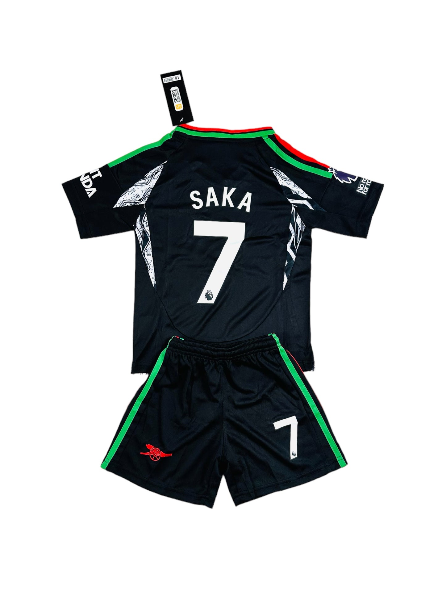 Saka #7 Arsenal Away 2024/25 Youth soccer set