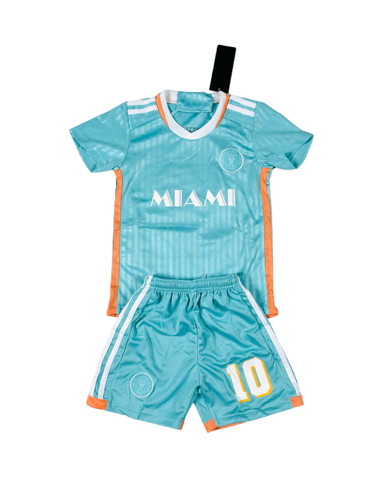 Messi #10 Miami away Aqua 2024 Youth soccer set