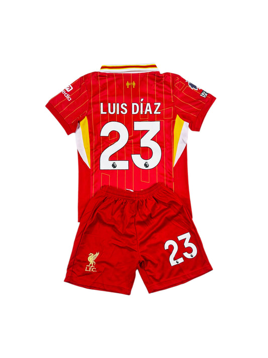 Luis Diaz #23 Liverpool home 2024/25 Youth soccer set