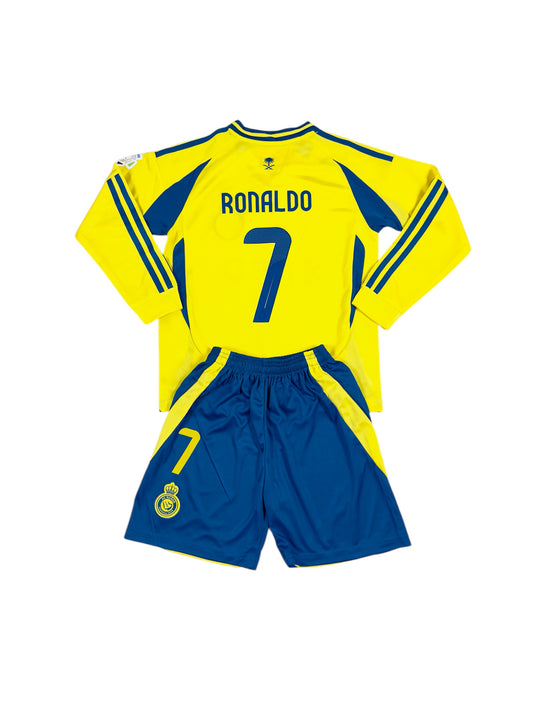 Ronaldo#7 Al Nassr Home 2024/25 Youth long sleeve soccer set