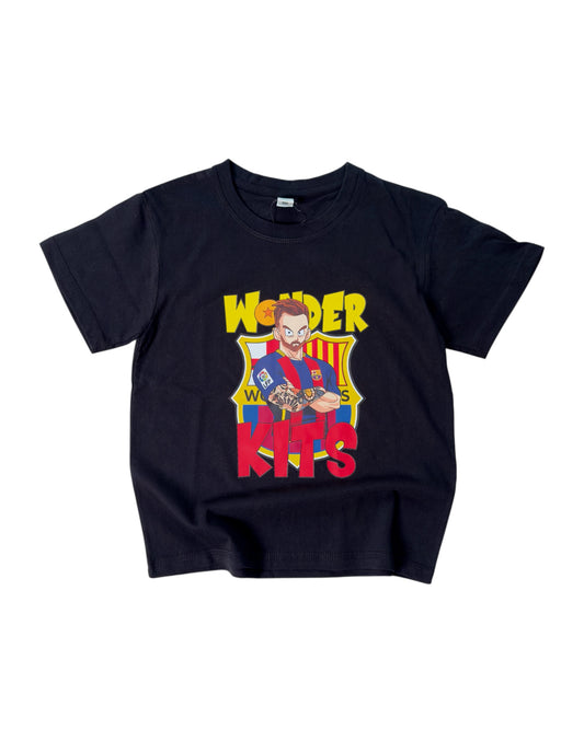 Cartoon Graphic Youth Shirt -Barcelona Black