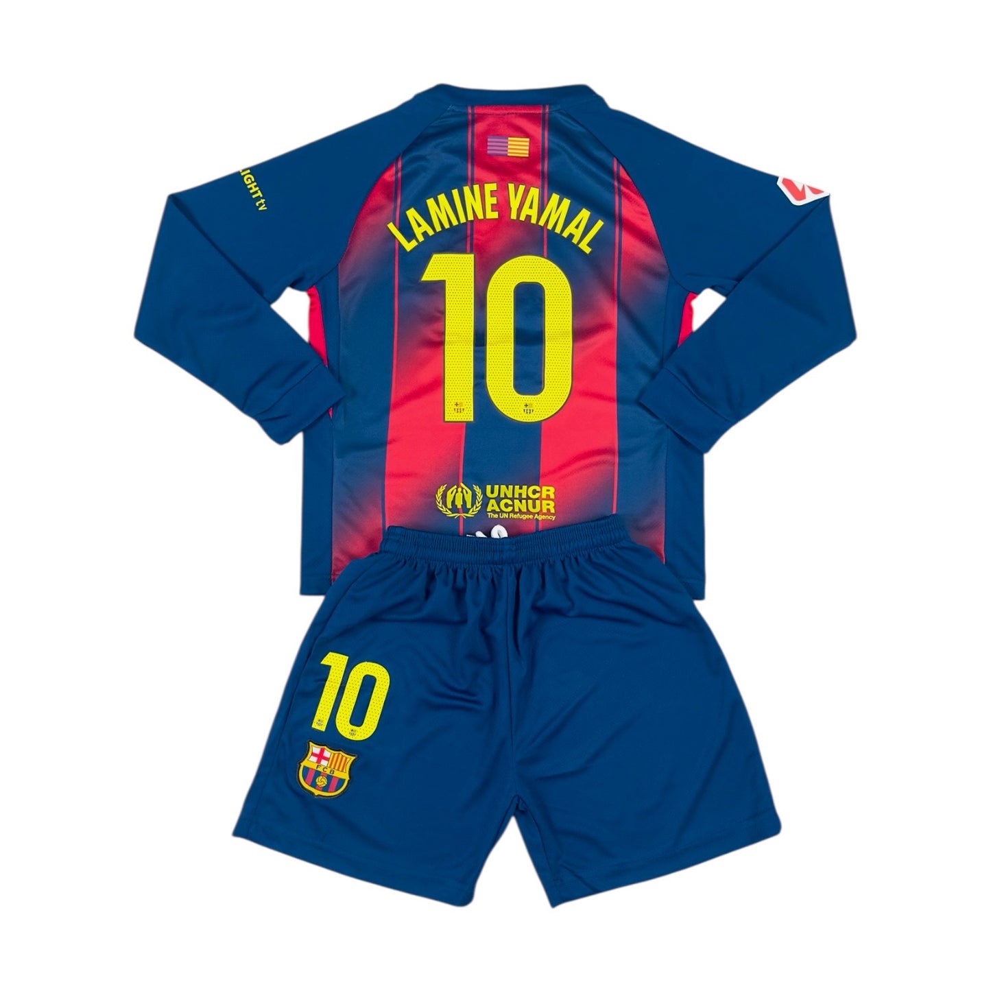 Lamine Yamal #10 Barcelona Home Youth Long sleeve soccer set