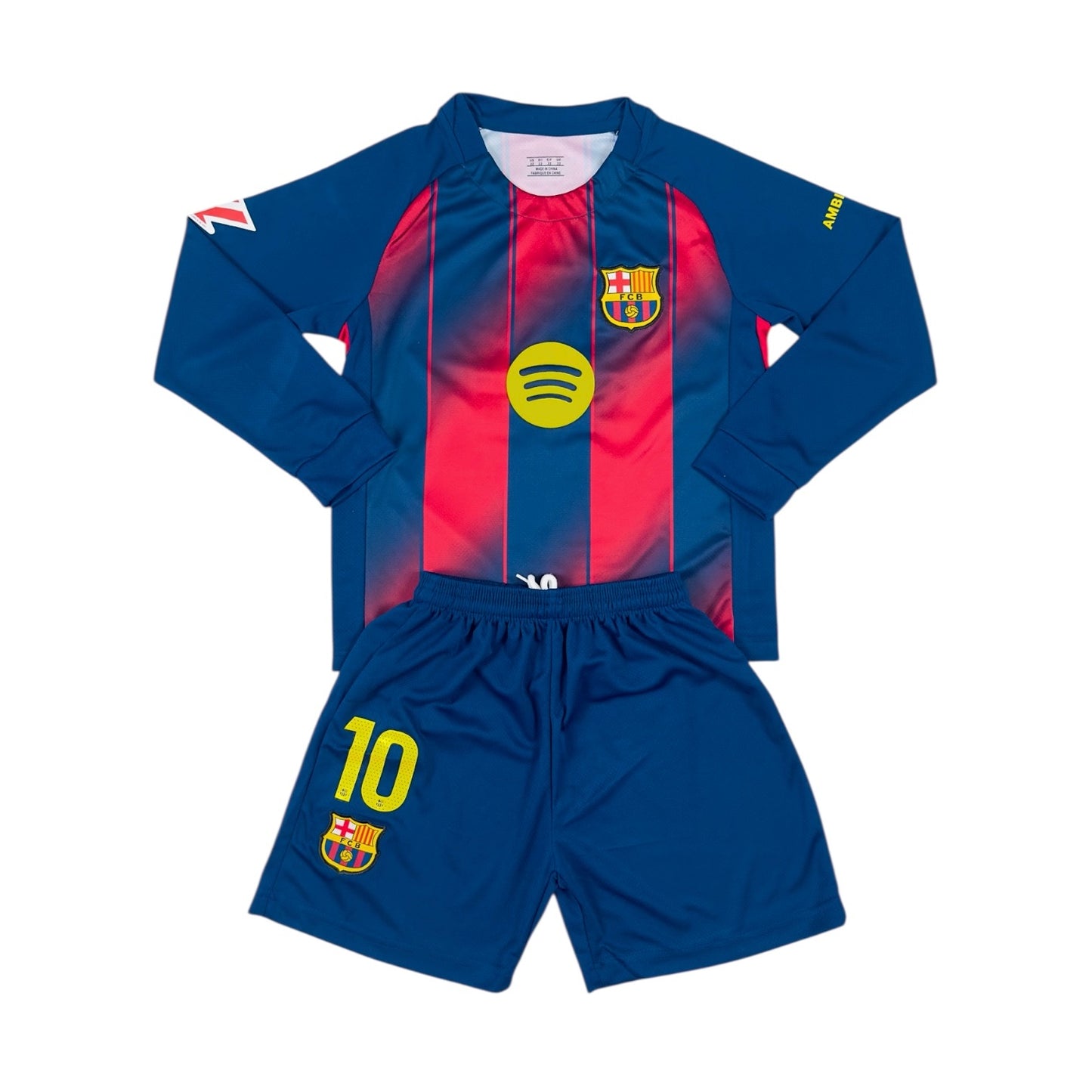 Lamine Yamal #10 Barcelona Home Youth Long sleeve soccer set