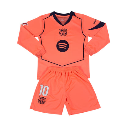 Lamine Yamal #10 Barcelona Away Youth Long sleeve soccer set
