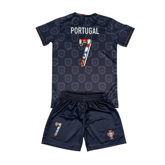Portugal #7 Youth soccer Jersey set - Black