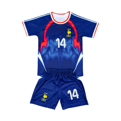 Retro France #14 Youth soccer Jersey set